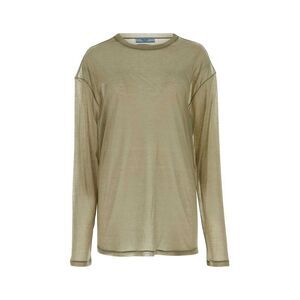 PRADA Sheer Long Sleeve T-Shirt Women GREEN T-Shirts & Tops